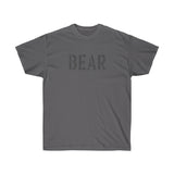 woof and grrr BEAR in GRAY stencil design Ultra Cotton Tee.
