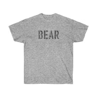 woof and grrr BEAR in GRAY stencil design Ultra Cotton Tee.