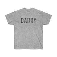 woof and grrr DADDY in GRAY stencil design Ultra Cotton Tee.