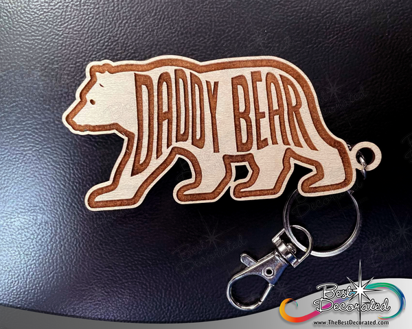 Bear themed Wooden Key Chains. Daddy Bear and Papa bear
