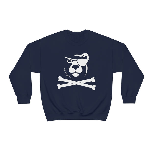 woof and grrr Pirate Bear white design Heavy Blend™ Crewneck Sweatshirt